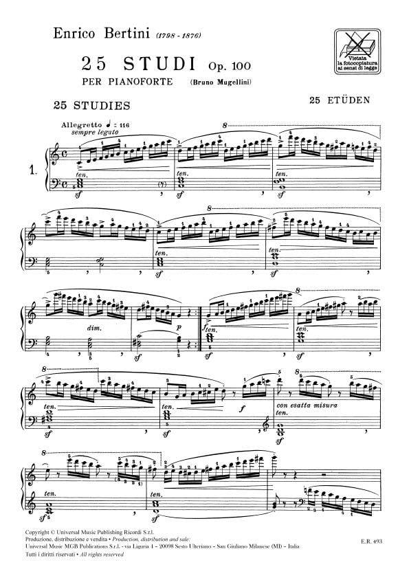 25 Studi Per Il 1° Grado Op. 100